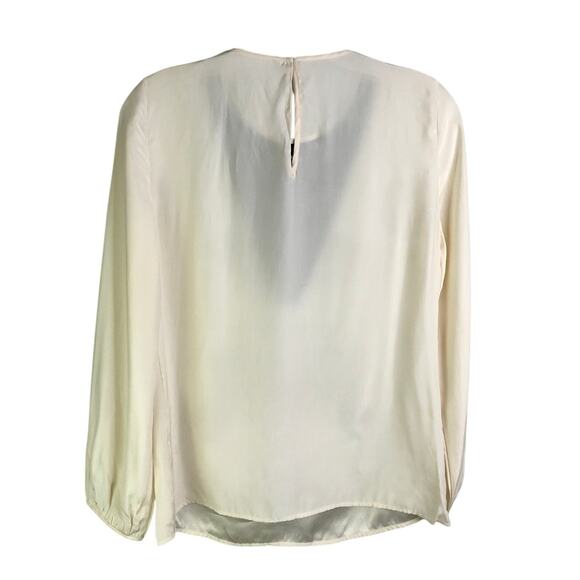 Amanda Uprichard Top Womens Sz Small Cream Embroidered 100% Silk Long Sleeve NWT - Picture 3 of 10